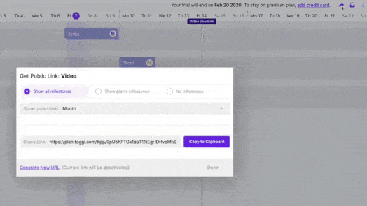 Toggl Plan - Share Timeline