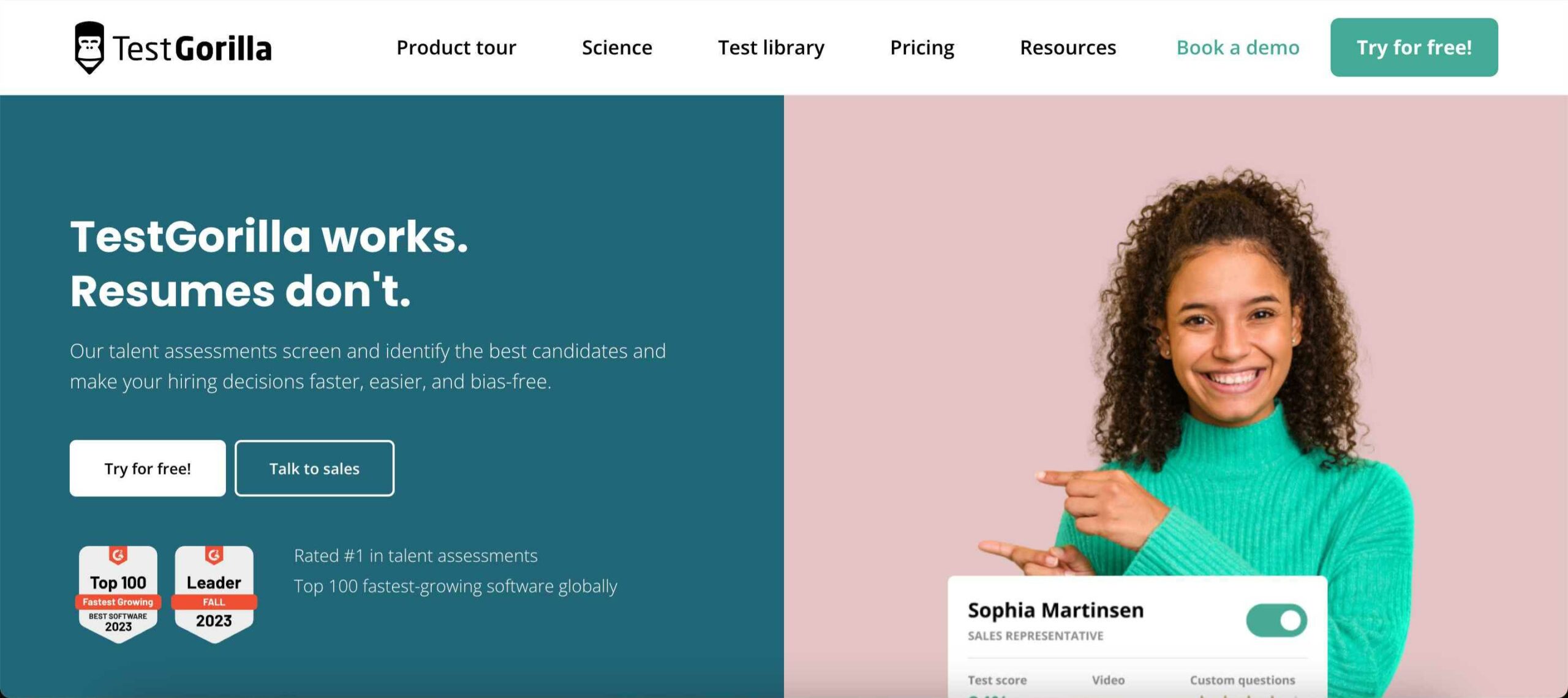 TestGorilla's impressive skills library is one of its biggest benefits.