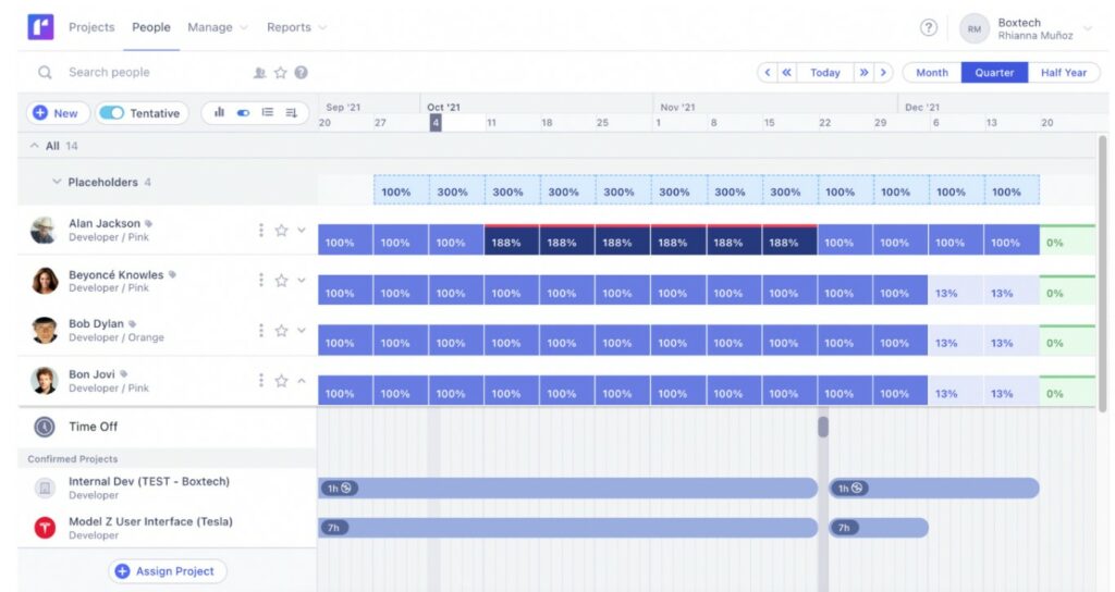 Runn.io — global overview of people and projects