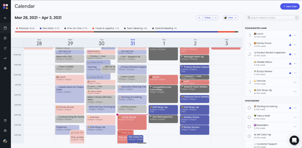 Reclaim.ai scheduling dashboard