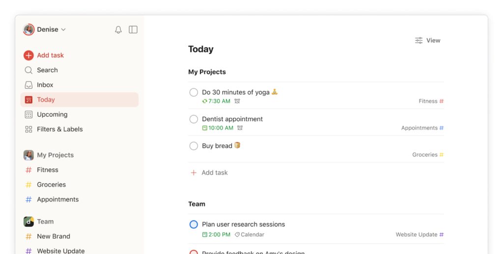 Todoist dashboard