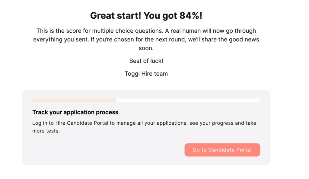 Toggl Hire candidate experience