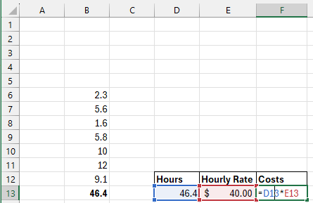 Excel screenshot