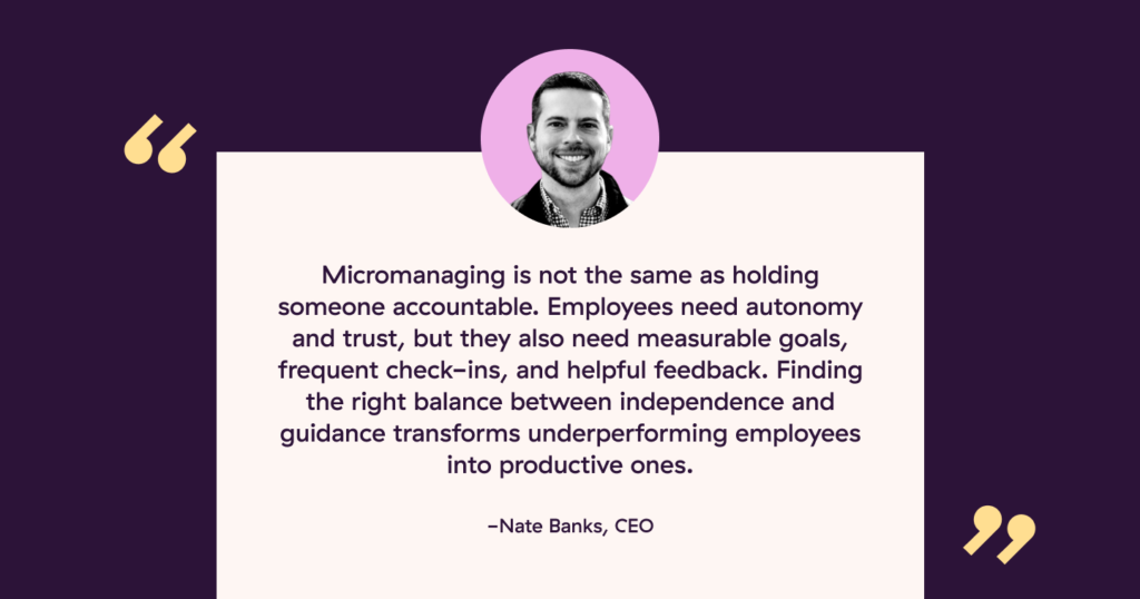 Nate Banks quote about micromanagement