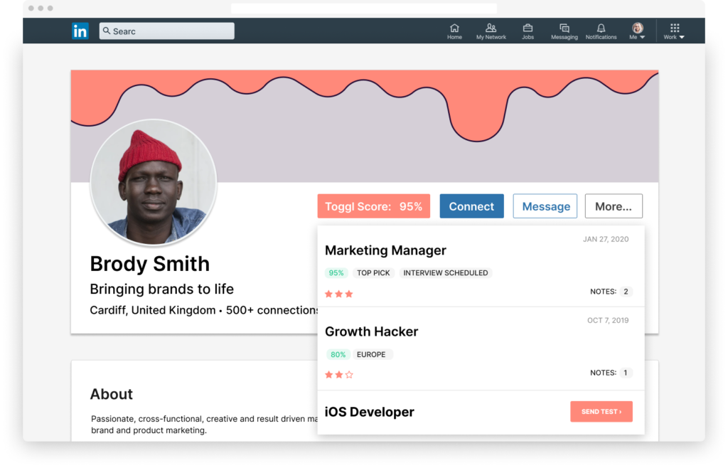 hiring passive candidates with Toggl Score, 3