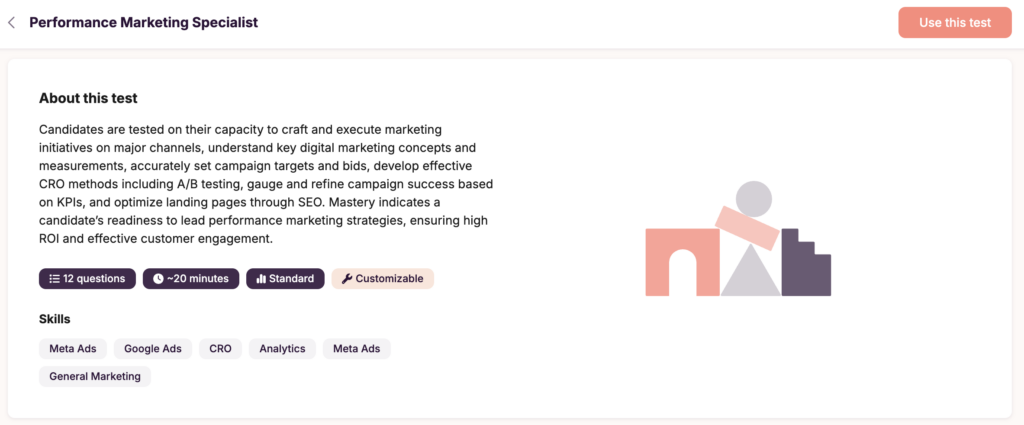 Performance marketing manager skills test