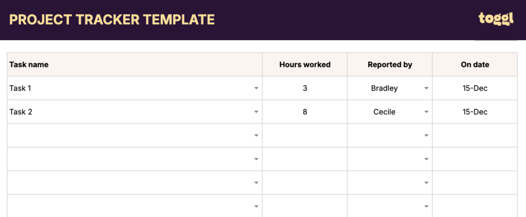 Task tracker template