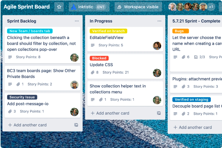 A screenshot of Trello.